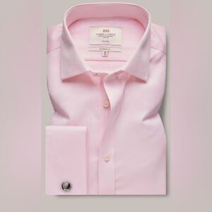 Hawes & curtis Classic Fit Pink Twill Non-Iron Shirt,Collar Size 16.5, Length 34